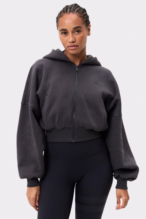STRONGER Relaxed Cropped Full Zip  Hoodie (U973) - Bluesand New&Outlet 