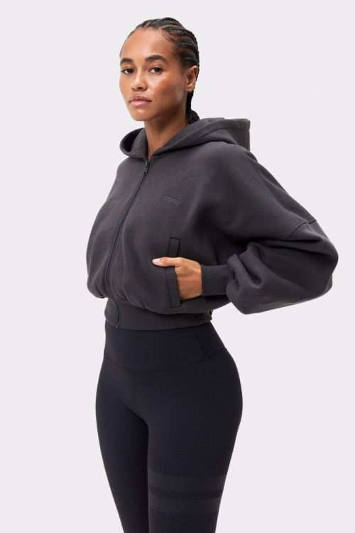 STRONGER Relaxed Cropped Full Zip  Hoodie (U973) - Bluesand New&Outlet 