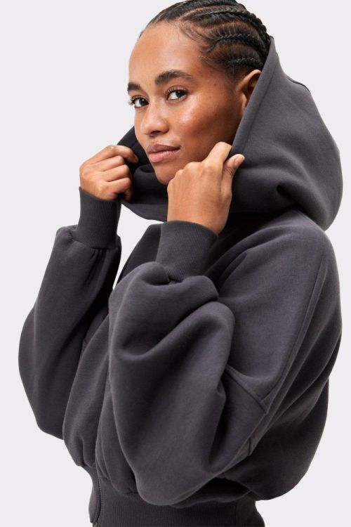 STRONGER Relaxed Cropped Full Zip  Hoodie (U973) - Bluesand New&Outlet 