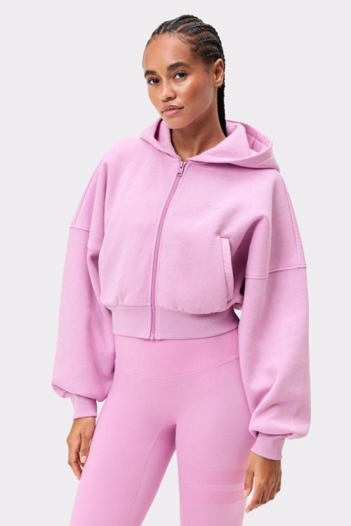 STRONGER Relaxed Cropped Full Zip  Hoodie (U973) - Bluesand New&Outlet 