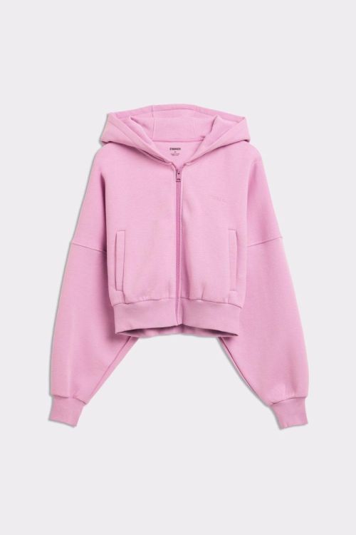 STRONGER Relaxed Cropped Full Zip  Hoodie (U973) - Bluesand New&Outlet 